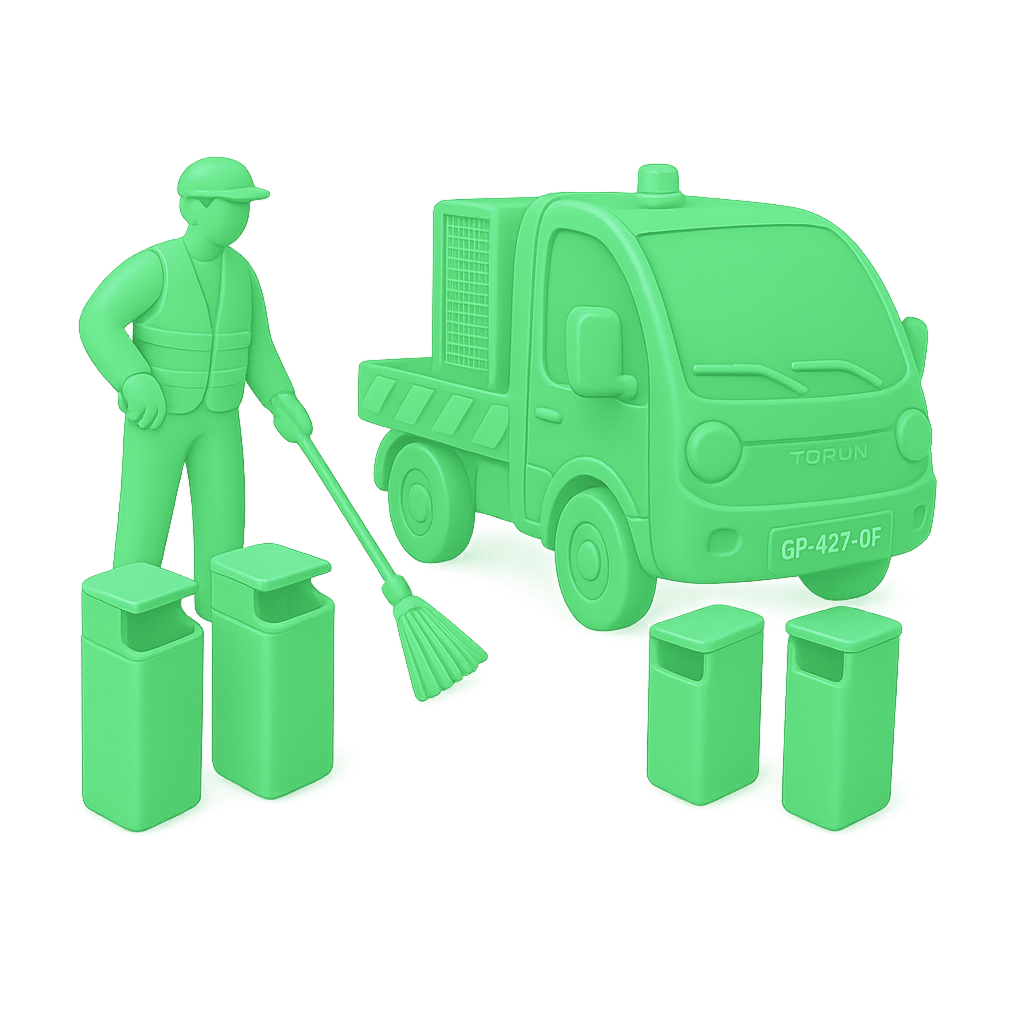 Collecte de poubelles de tri urbaine par collectivité